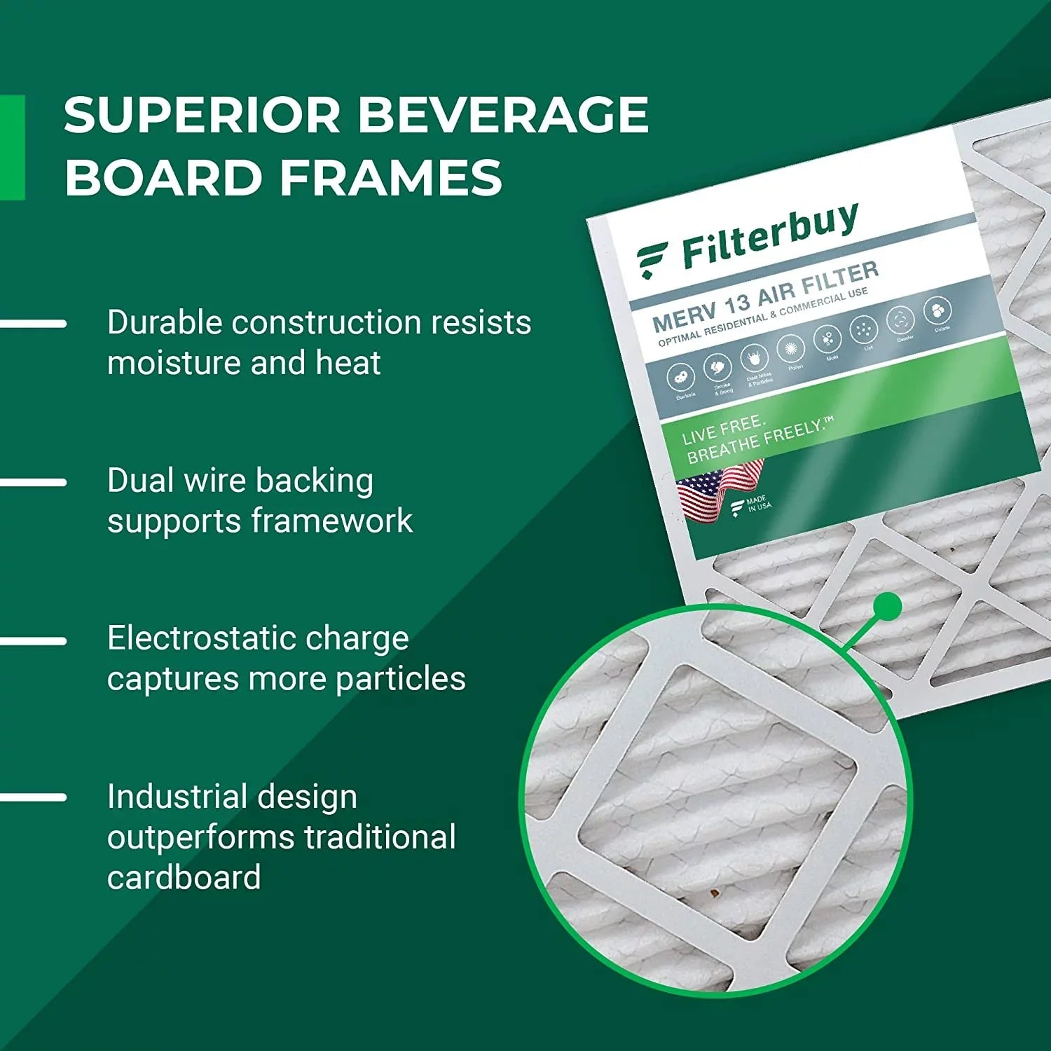 Filterbuy 10x25x1 MERV 13 Pleated HVAC AC Furnace Air Filters (6-Pack)