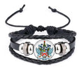 Kitts and Nevis National Emblem Bracelet Braided Leather Woven Rope Wristband