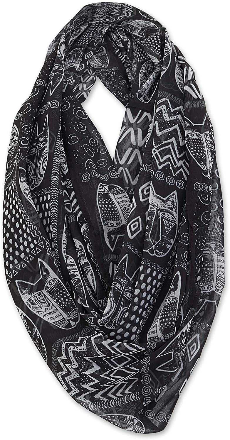 Laurel Burch Artistic Infinity Scarf Collection (Black White Cats