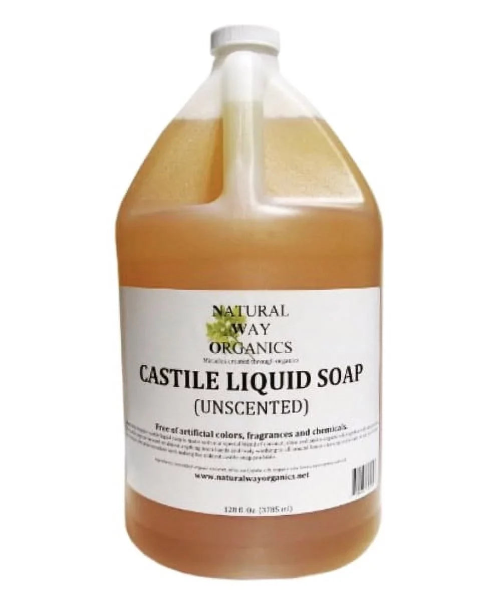 Natural Way Organics Ultra Mild Unscented Castile Soap 100% Pure -No Artificial Chemicals, Fragrances or Colorants 1 Gallon (128 ounce)