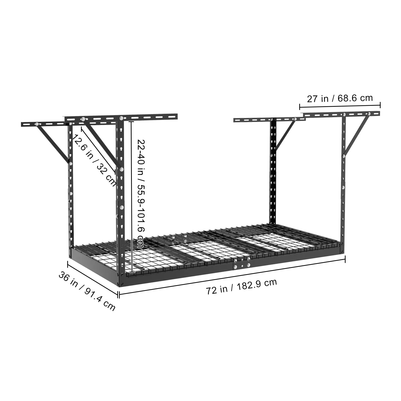 SKYSHALO Overhead Adjustable Garage Storage Rack 36x72" Ceiling Rack 550 lbs Black