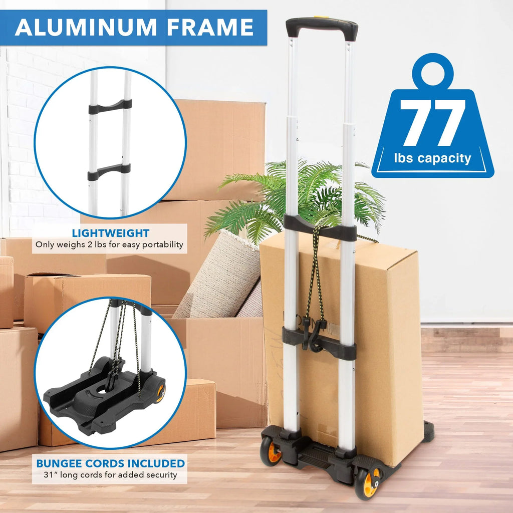 Mount-It! Premium Folding Luggage Cart, 77 LBS Capacity