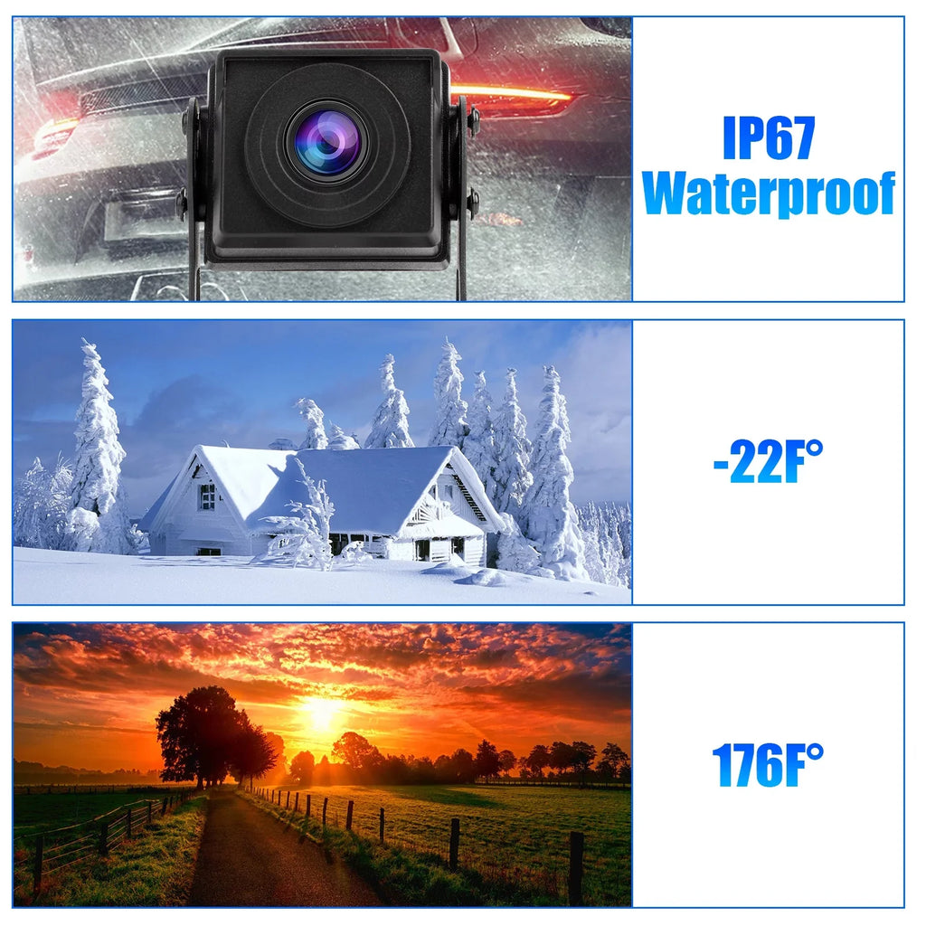 Backup Camera Monitor Kit, TSV 1080P Rear View Monitor Reverse Camera Kit with Night Vision, Waterproof