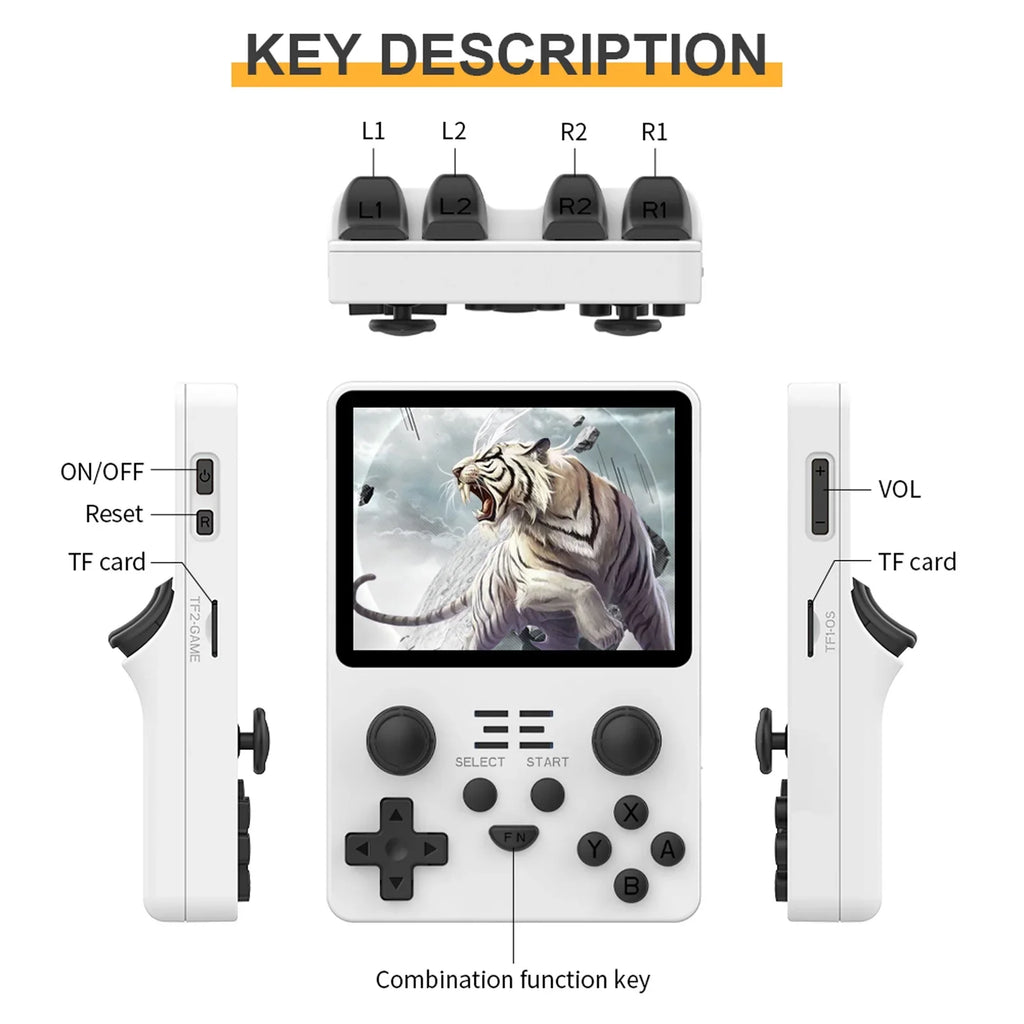 Game console,3.5 Inches IPS Console Portable Handheld Console 20 000 Screen Open Source IPS Screen Open (White) IPS Handheld 20000 Pre-Installed Save Console 20000 Pre-Installed VYBN