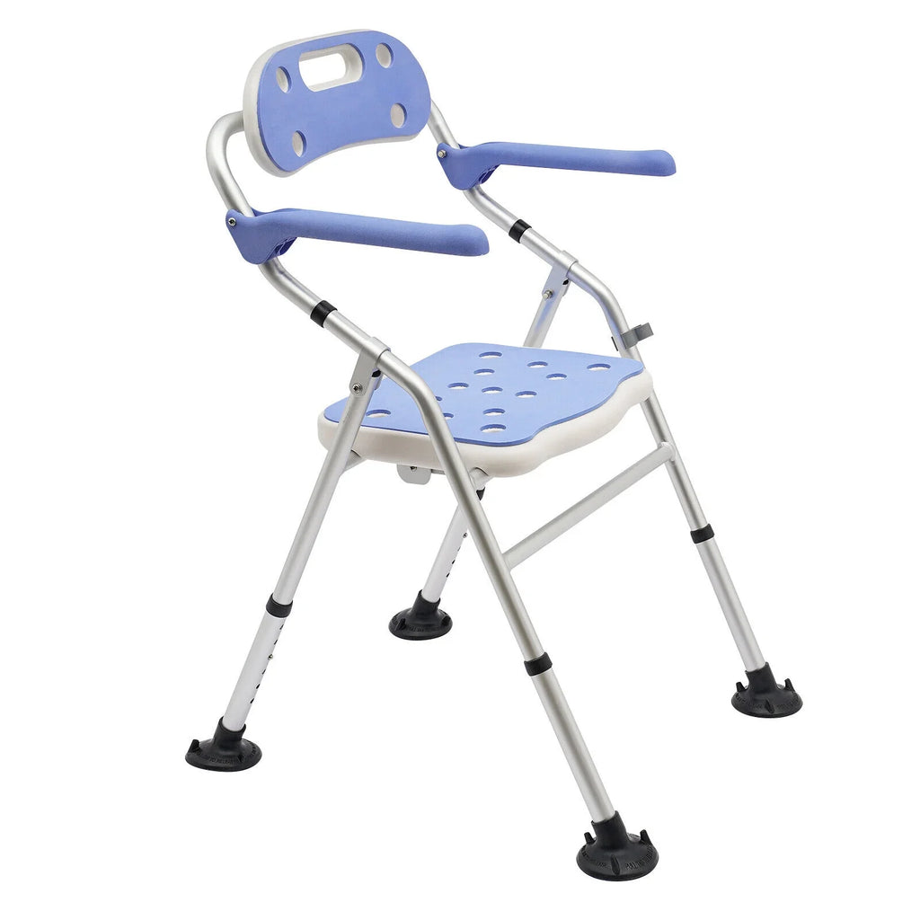 330lbs Folding Shower Chair Bench Bath Seats with Back & Arms Height Adjustable New