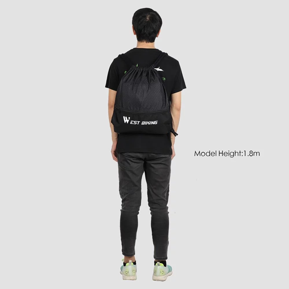 WEST BIKING Drawstring Bag Outdoor Sports Sackpack Backpack, Black