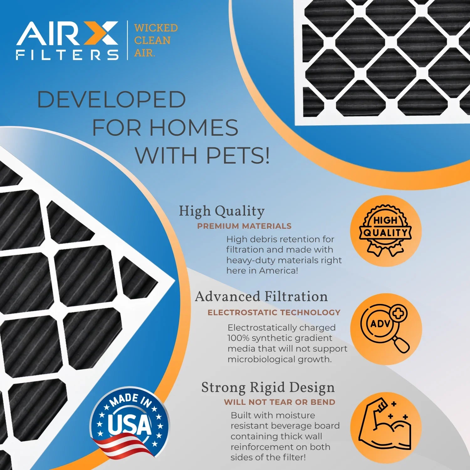 12x24x1 Air Filter MERV 8 Rating, 12 Pack of Furnace Filters Comparable to MPR 700, FPR 5, Pet Odor Retention Filters - Made in USA by AIRX FILTERS WICKED CLEAN AIR.