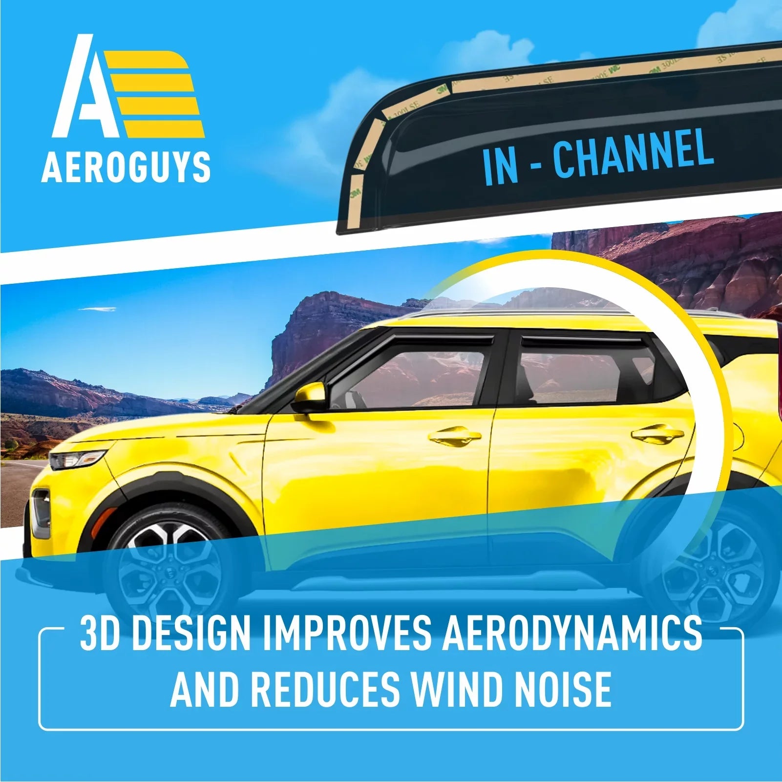 AEROGUYS in-Channel Window Deflectors Extra Long-lasting Window Visors Rain Guards Fit for Kia Soul 2020-2024, Sun Visors, Wind Vent Visors, Car Accessories- 4pcs. AG0284