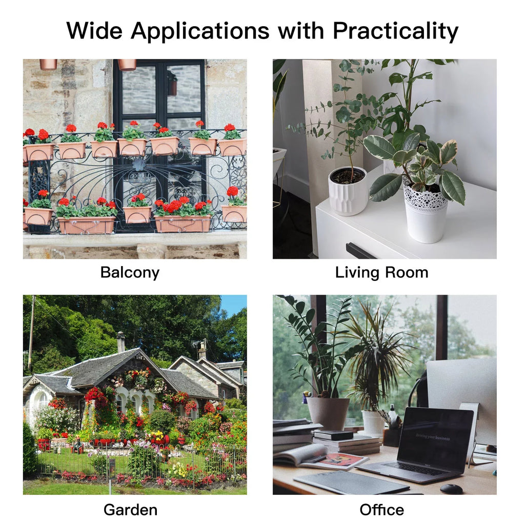 Arealer Automatic Watering System Smart Watering Device Dual Pump System WiFi/ Voice/ Manual Control Programmable Watering Time Built-in Battery Solar Panel/ USB Charging Fitting with Home for