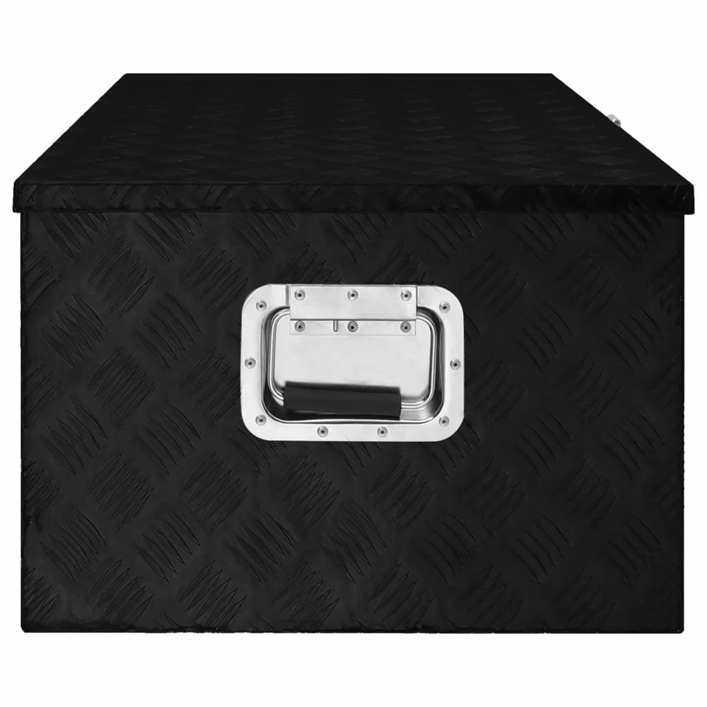 Anself Aluminum Tool Box Truck Toolbox Lockable Underbody Organizer Storage Case Trailer Box Black for Vehicle, Garage, Camping Trip 39.4 x 21.7 x 14.6 Inches (L x W x H)