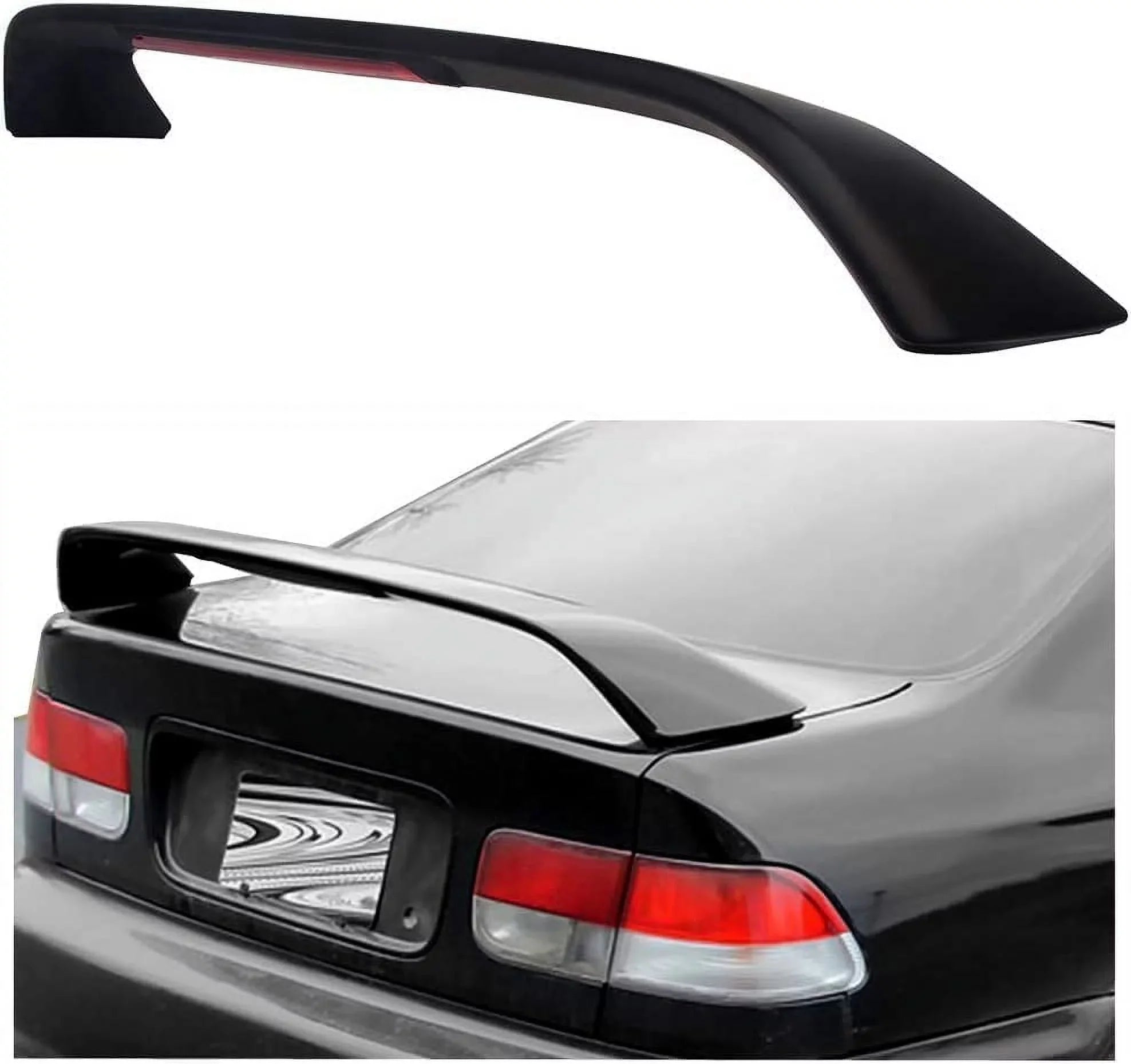 Kojem T-R Style Rear Trunk Lid Spoiler Wing Winglet with LED Brake Light Lamp Matte Black for 1996 1997 1998 1999 2000 Honda Civic 2DR