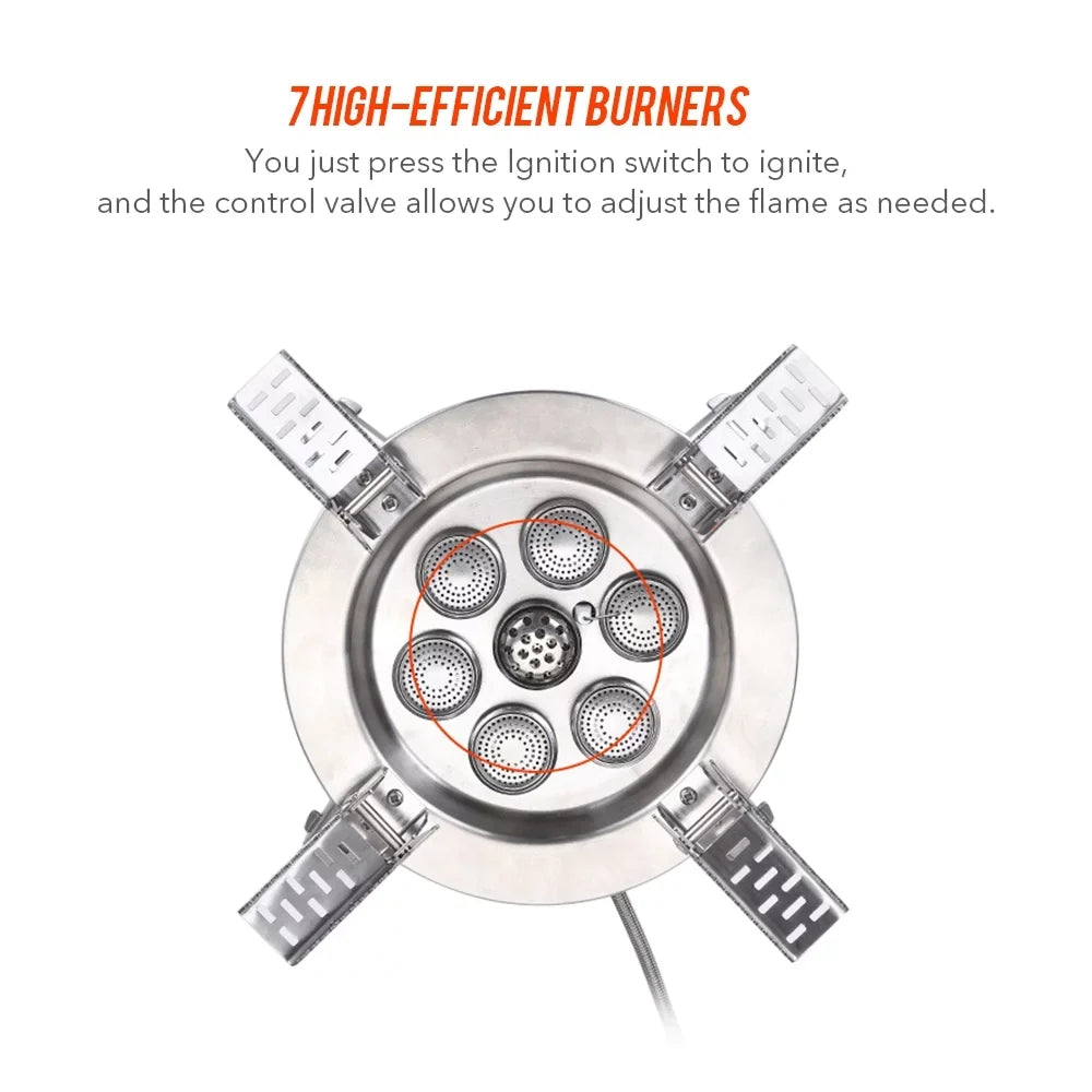 Windproof Seven core Gas Stove, 18000W High Camping Stove, Foldable Backpacking Stove, Fishing Hiking Traveling