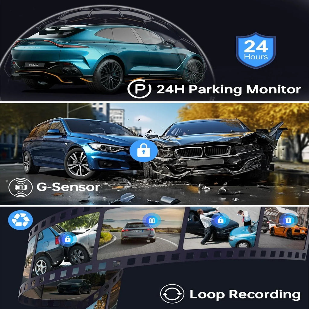 birvsw 1080P Full HD Car Cameras Tachograph for Car Front and Rear - Reliable Car Dashcam with 170° Wide Angle Band Loop Recording and G-sensor - Mini Car Monitor Perfect for Drivers Driver's License