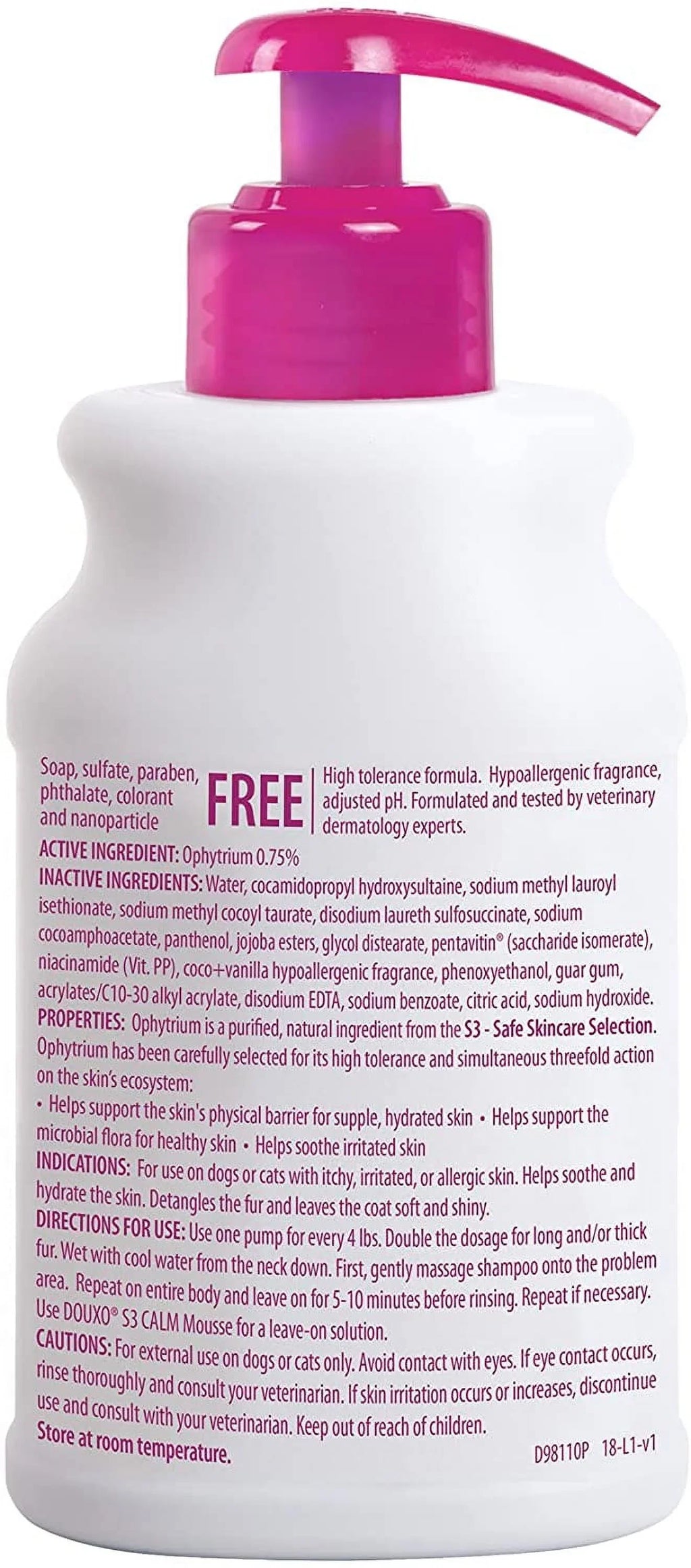 Douxo S3 Calm Shampoo 6.7 oz (200 mL) - For Dogs and Cats with Allergic, Itchy Skin