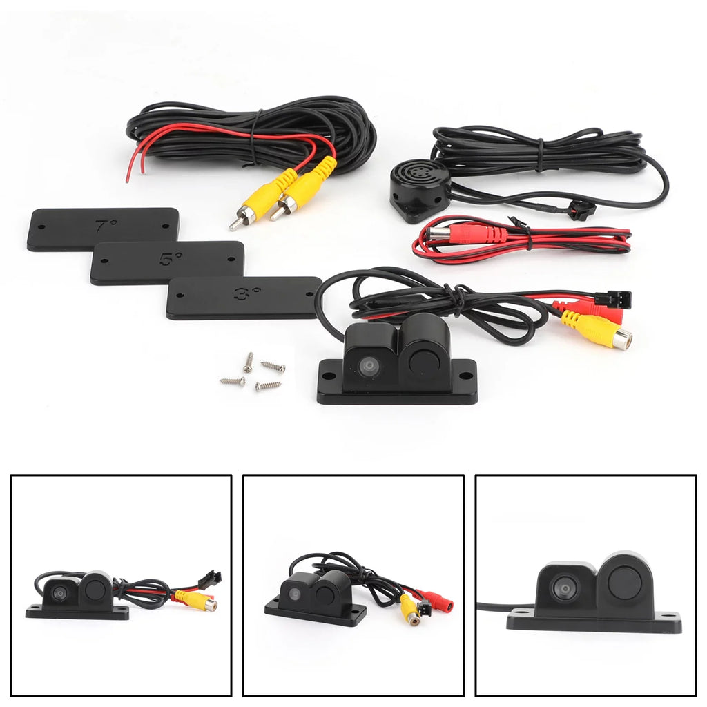 Car Rear View Camera + Sound Alarm + Sensor Radar 3 in 1 Car Park System Kit