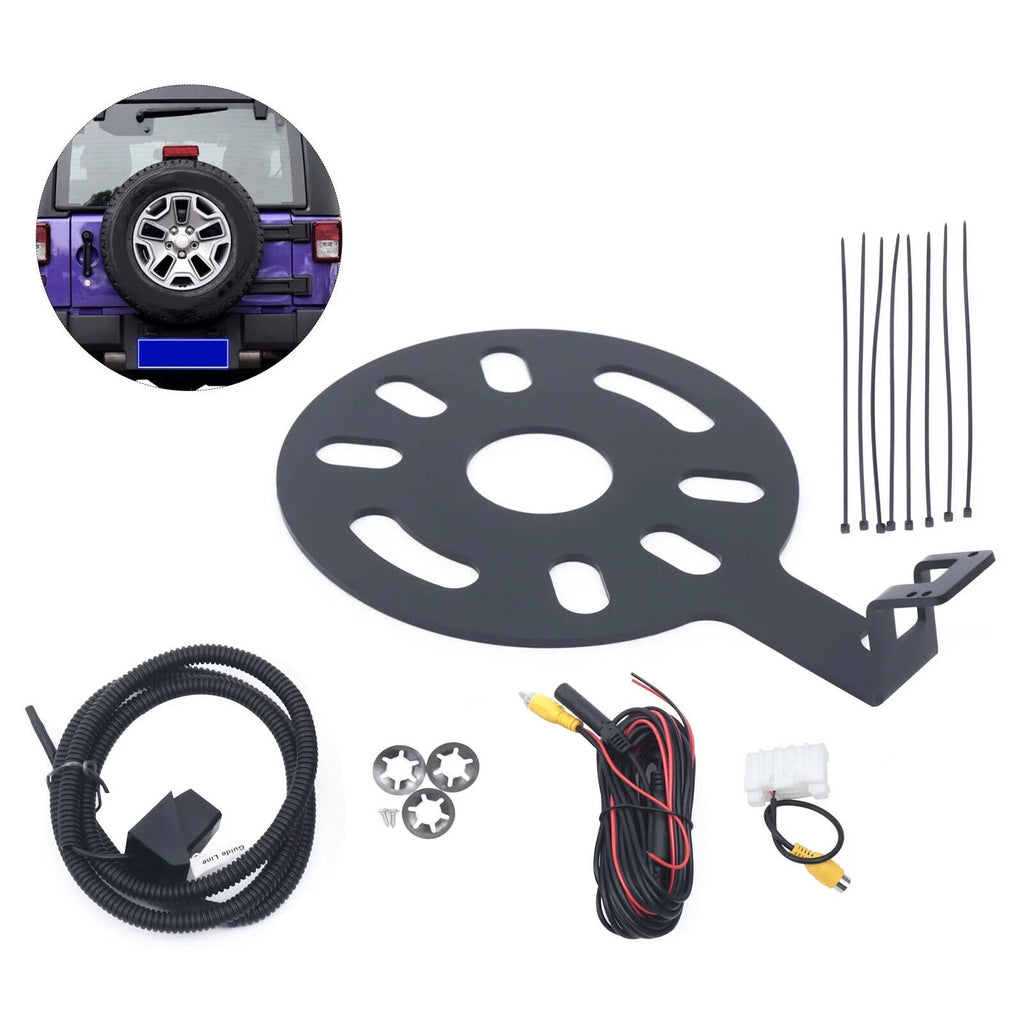 Rear View Backup Camera Kit for Jeep Wrangler JK 2007-2018 w/ Spare Tire Bracket