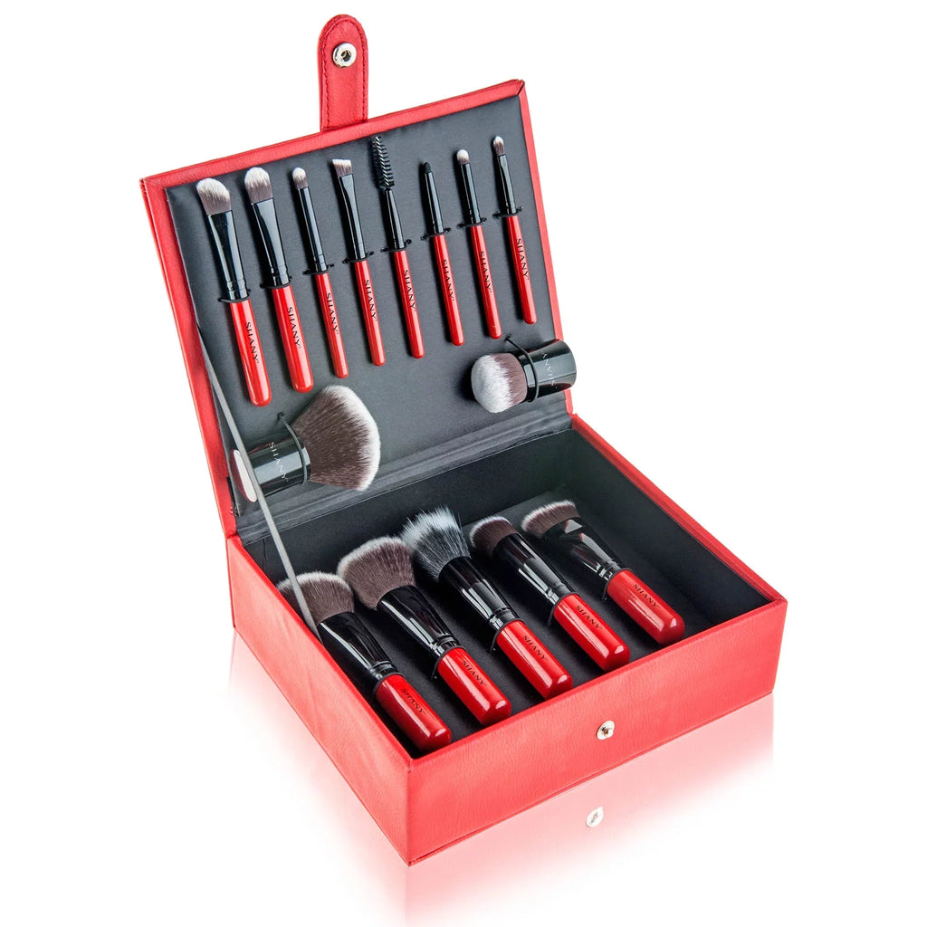 SHANY Vanity Vox- 15 Pc Premium Cosmetics Brush Set with Stylish Storage Box and Stand