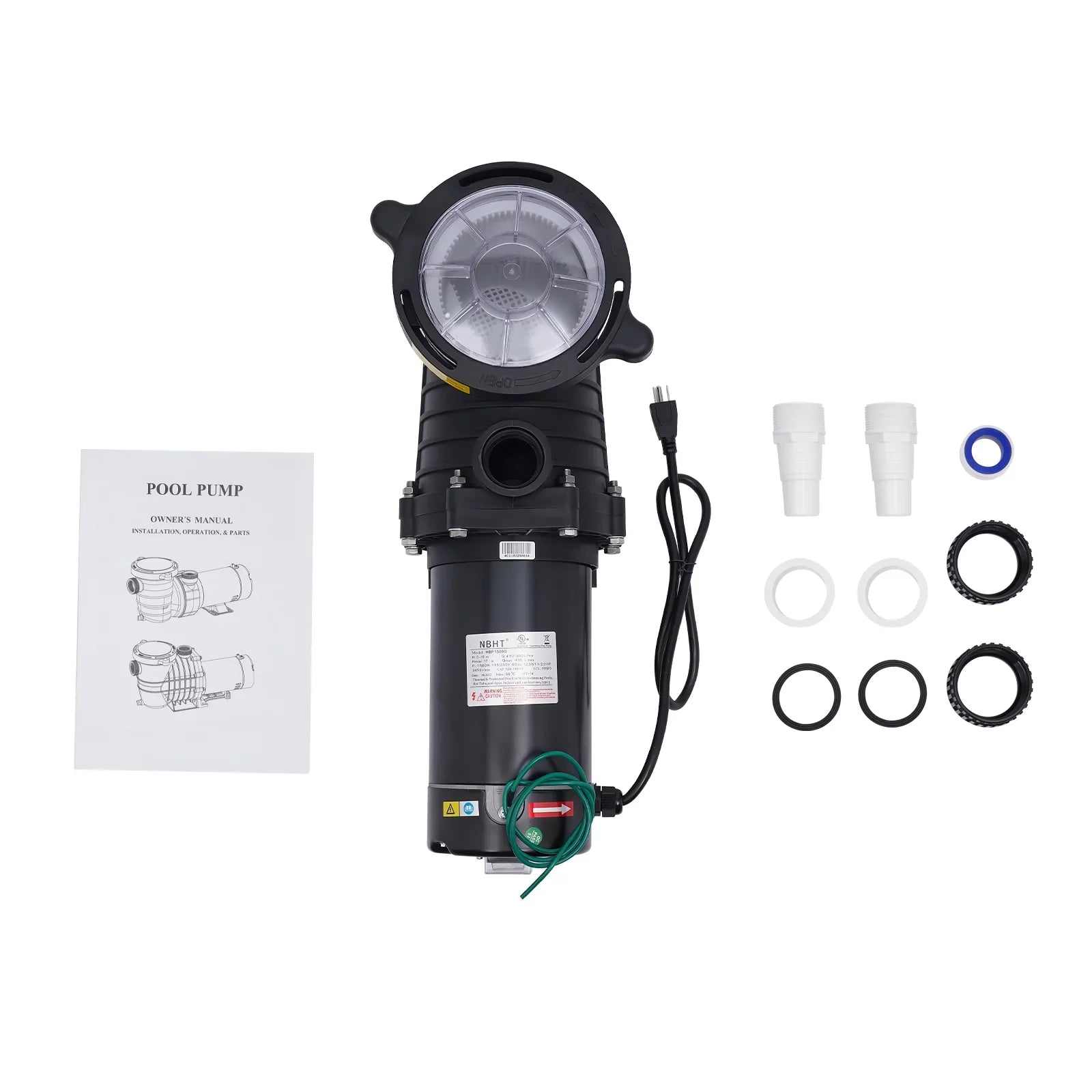 Miumaeov 2HP 6815GPH In-Ground Pool Pump, Dual Voltage Inground/ Above Ground Swimming Pool Pump with Strainer Basket and Connectors