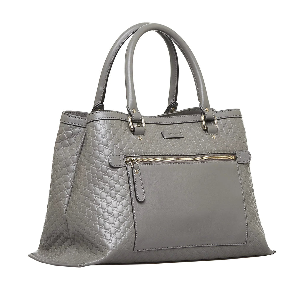 Pre-Owned Authenticated Gucci Microguccissima Satchel Calf Leather Gray Unisex (Good)