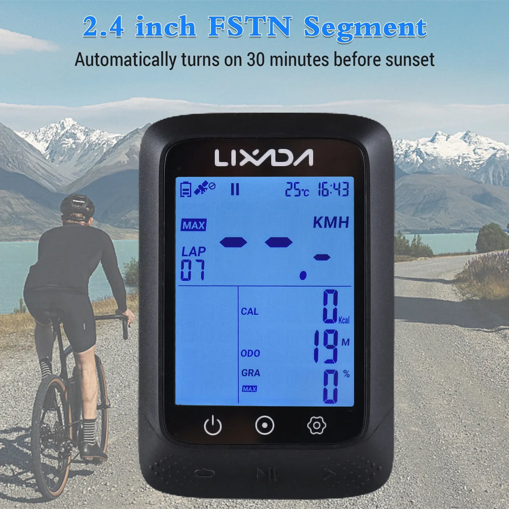 Lixada Bike Computer 2.3in Wireless GPS Waterproof ANT+ Sensor Altitude Gradient Strava Computer