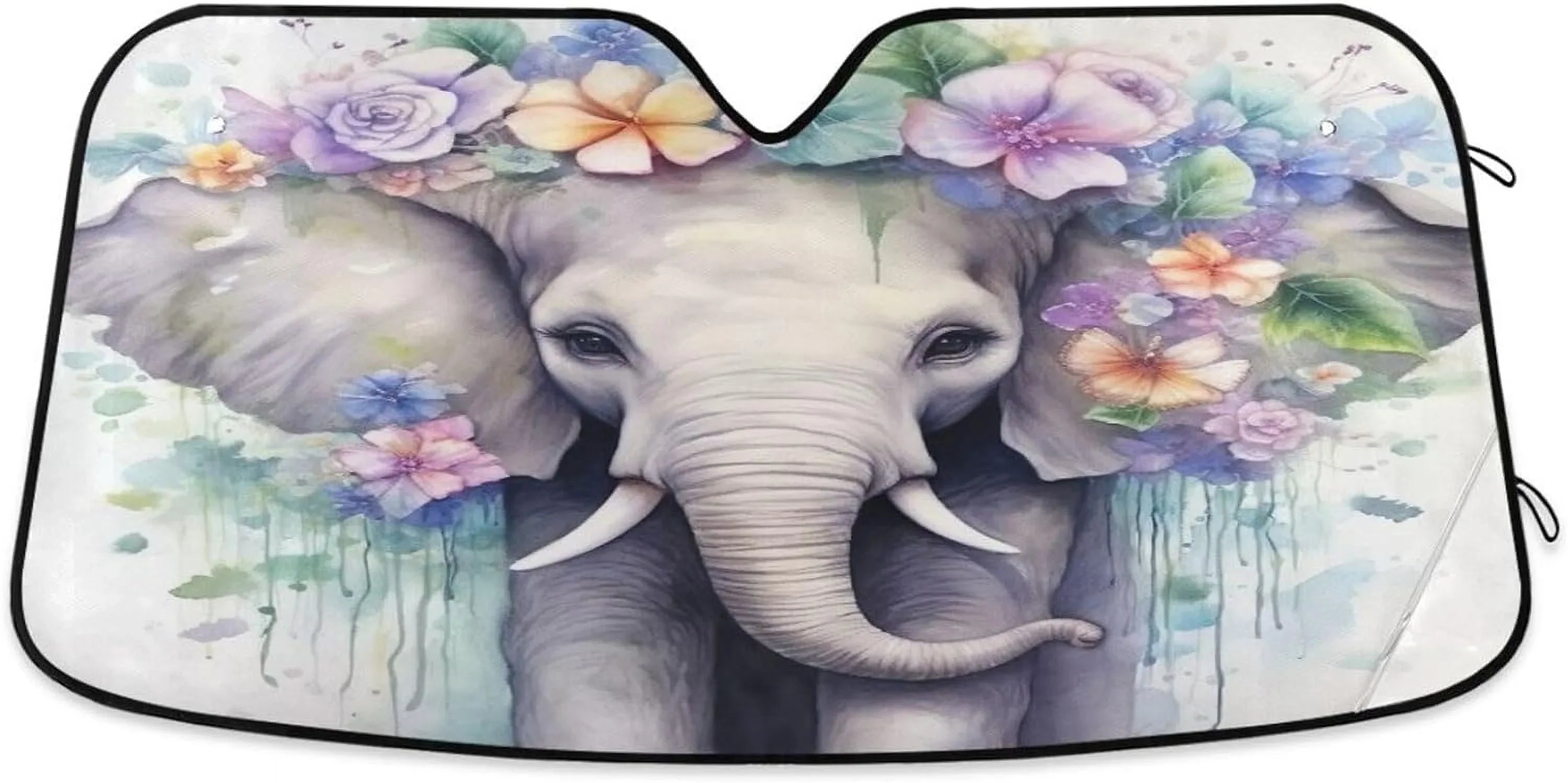 GZHJMY Elephant Car Windshield Sun Shade Foldable Sun Shield Shade for Blocks UV Rays Protector-Keeps Your Vehicle Cool for Most Sedans SUV Truck,55"x27.6"