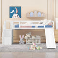 NLTBONNIE Harper &amp; Bright Designs Low Loft Bed with Slide and Wood Twin Size Loft Bed Frame with Stairs Safety Rail for Toddlers Teens No Box Spring Needed (White)