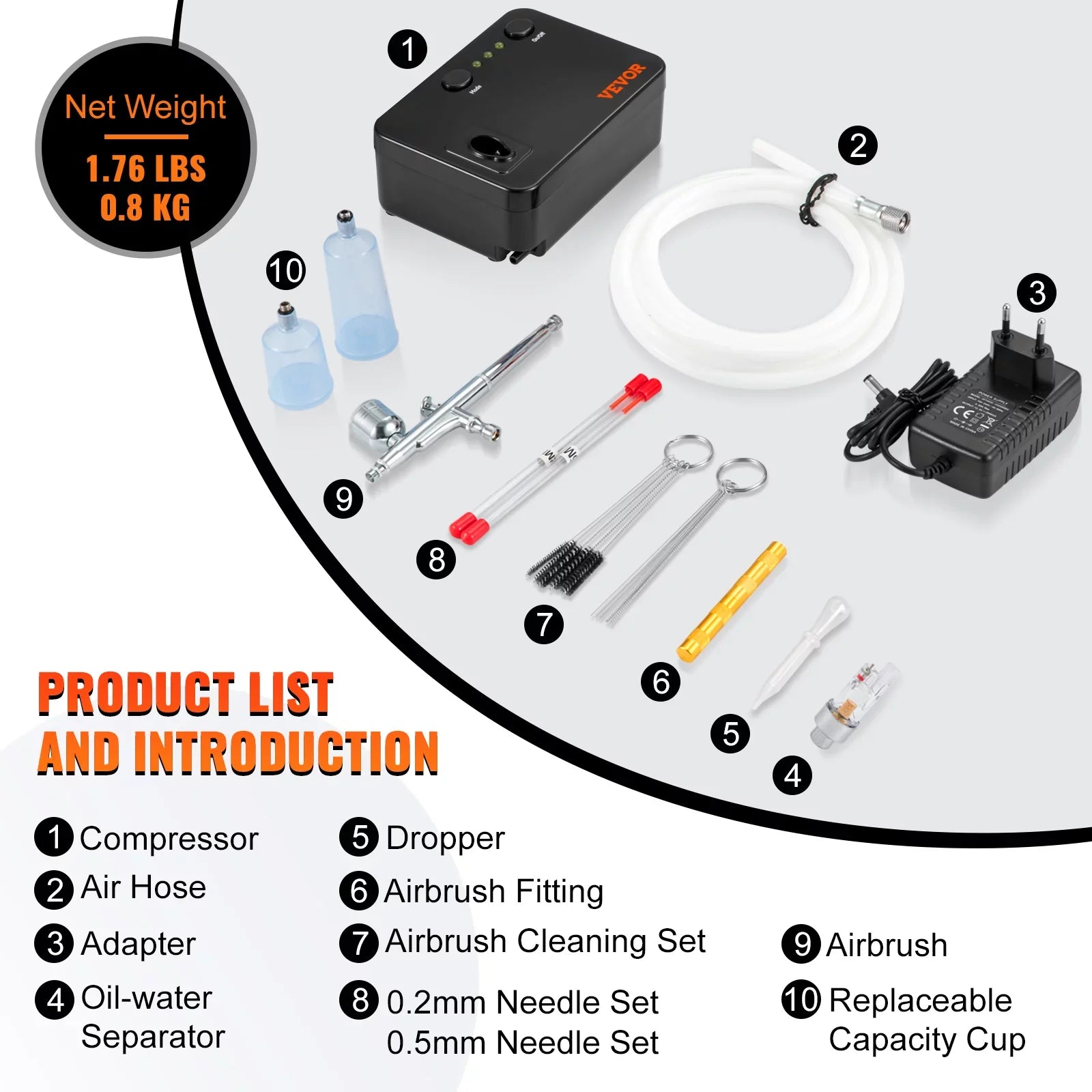 SKYSHALO Airbrush Kit, Portable Airbrush Set with Compressor, Airbrushing System Kit w/ Multi-purpose Dual-action Gravity Feed Airbrushes, Art Nail Cookie Tattoo Makeup
