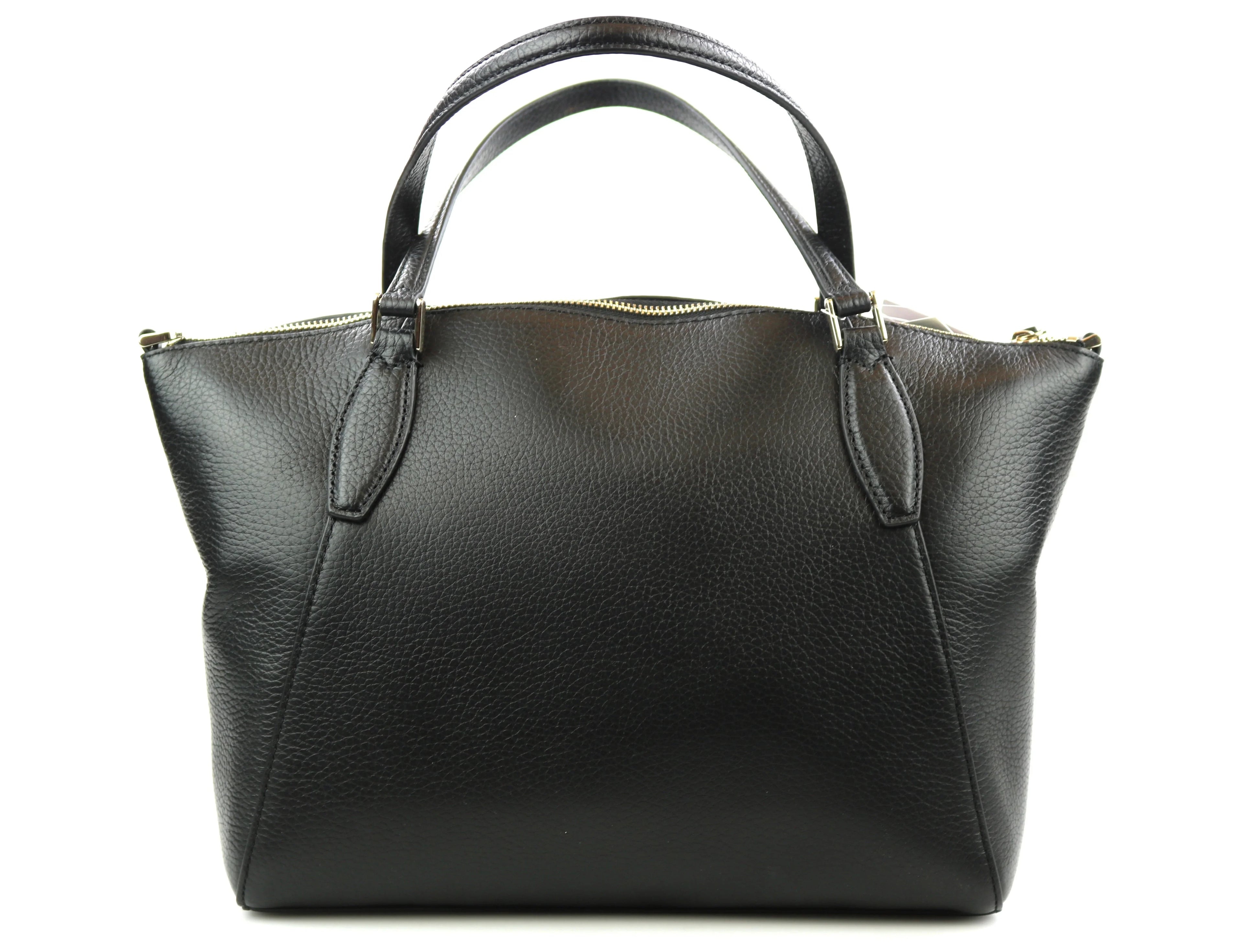 Kate Spade Monica Medium Black Pebbled Leather Satchel Bag Crossbody Handbag