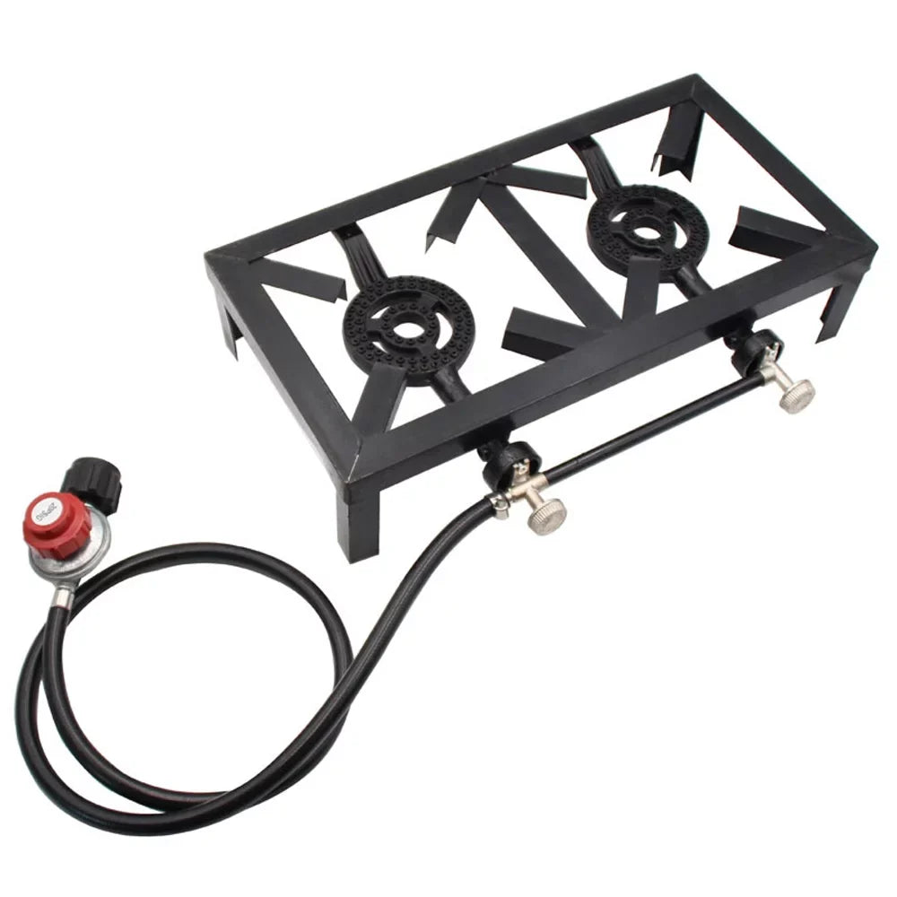 Anself Propane Gas Double Cast Iron Stove for Patio Camping BBQ Cooking (Standard), Resilient and Reliable Furnace for Cooking Needs