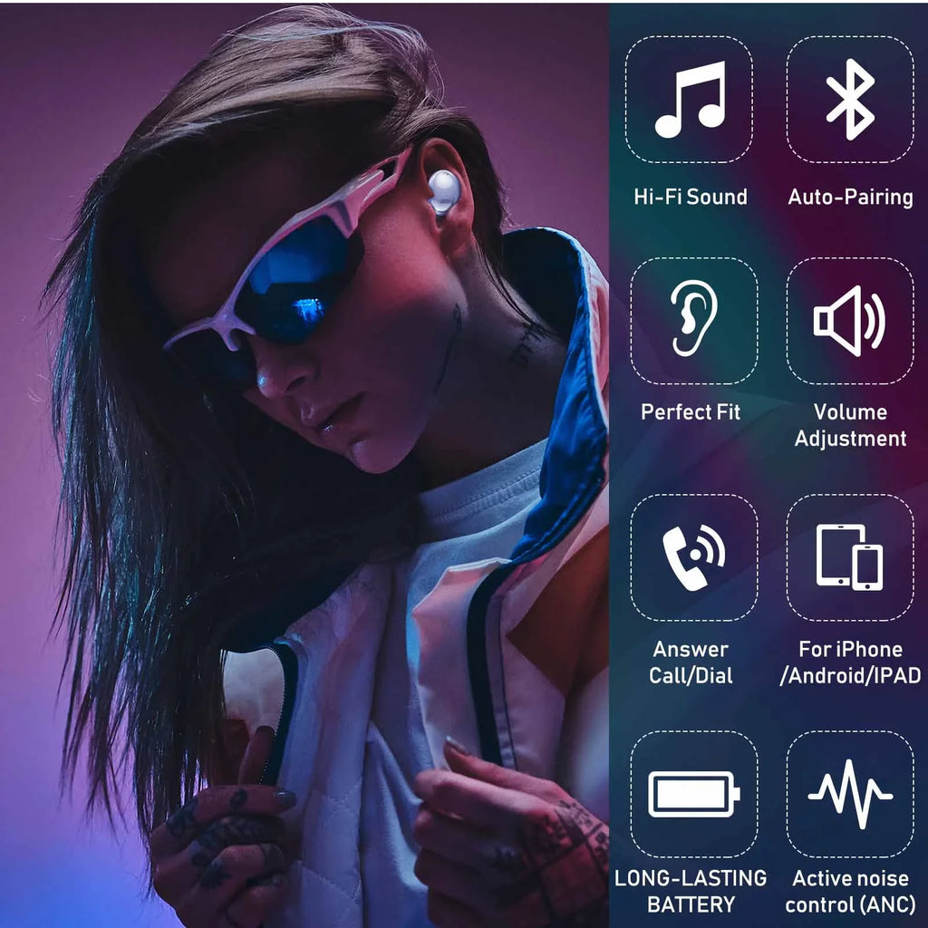 UrbanX Street Buds Pro True Bluetooth Wireless Earbuds For Sony Xperia 1 With Active Noise Cancelling (Wireless Charging Case Included) Purple