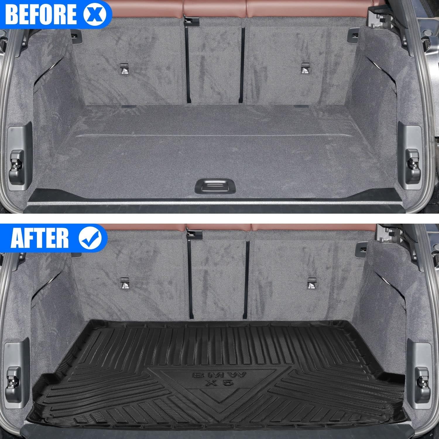 Cargo Liner fit 2019-2024 BMW X5 All Condition Rear Trunk Wrap Cargo Tray Floor Mat for BMW X5 2019 2020 2021 2022 2023 2024 Accessory , Black