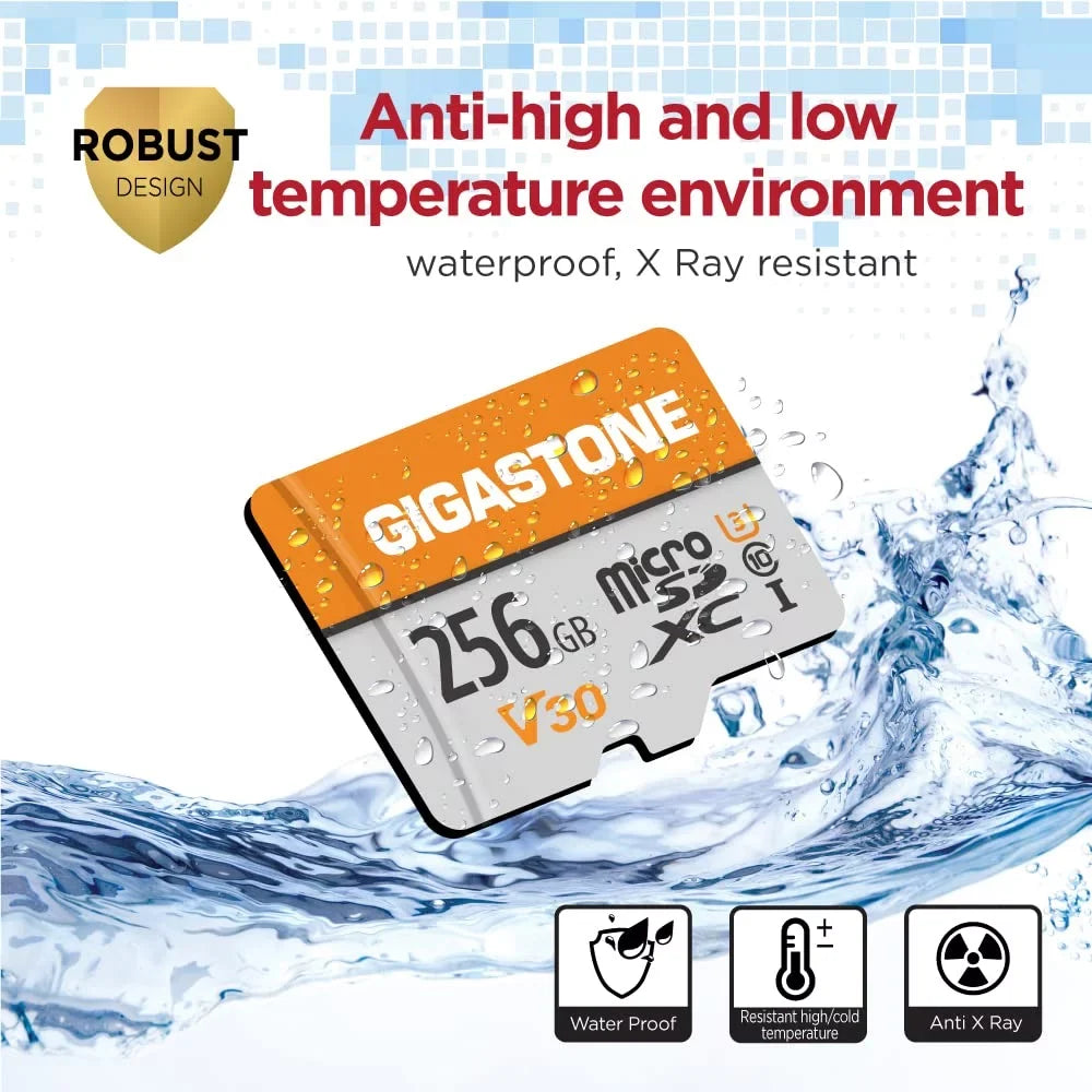 Gigastone 256GB Micro SD Card, 4K Video Pro, MicroSDXC Memory Card for Nintendo-Switch, Wyze, GoPro, Dash Cam, Security Camera, 4K Video Recording, UHS-I A1 U3 V30 C10, up to 100MB/s, with Adapter