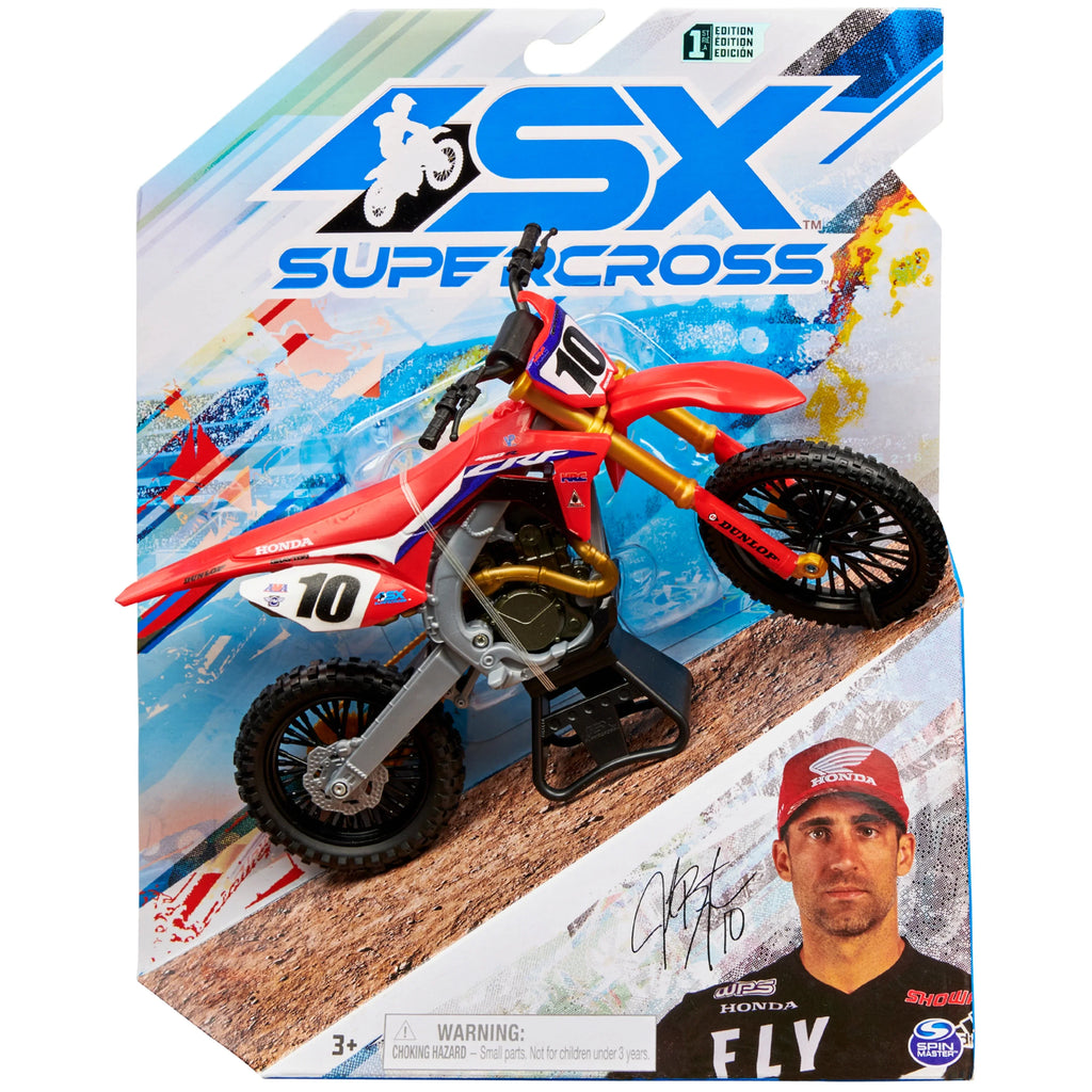 Supercross, Authentic Justin Brayton 1:10 Scale Collector Die-Cast Motorcycle Replica with Display Stand