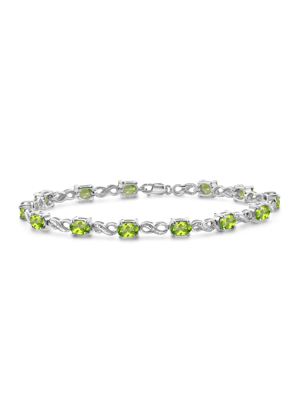 JewelersClub 6 1/4 Carat T.G.W. Peridot And White Diamond Accent Sterling Silver Bracelet