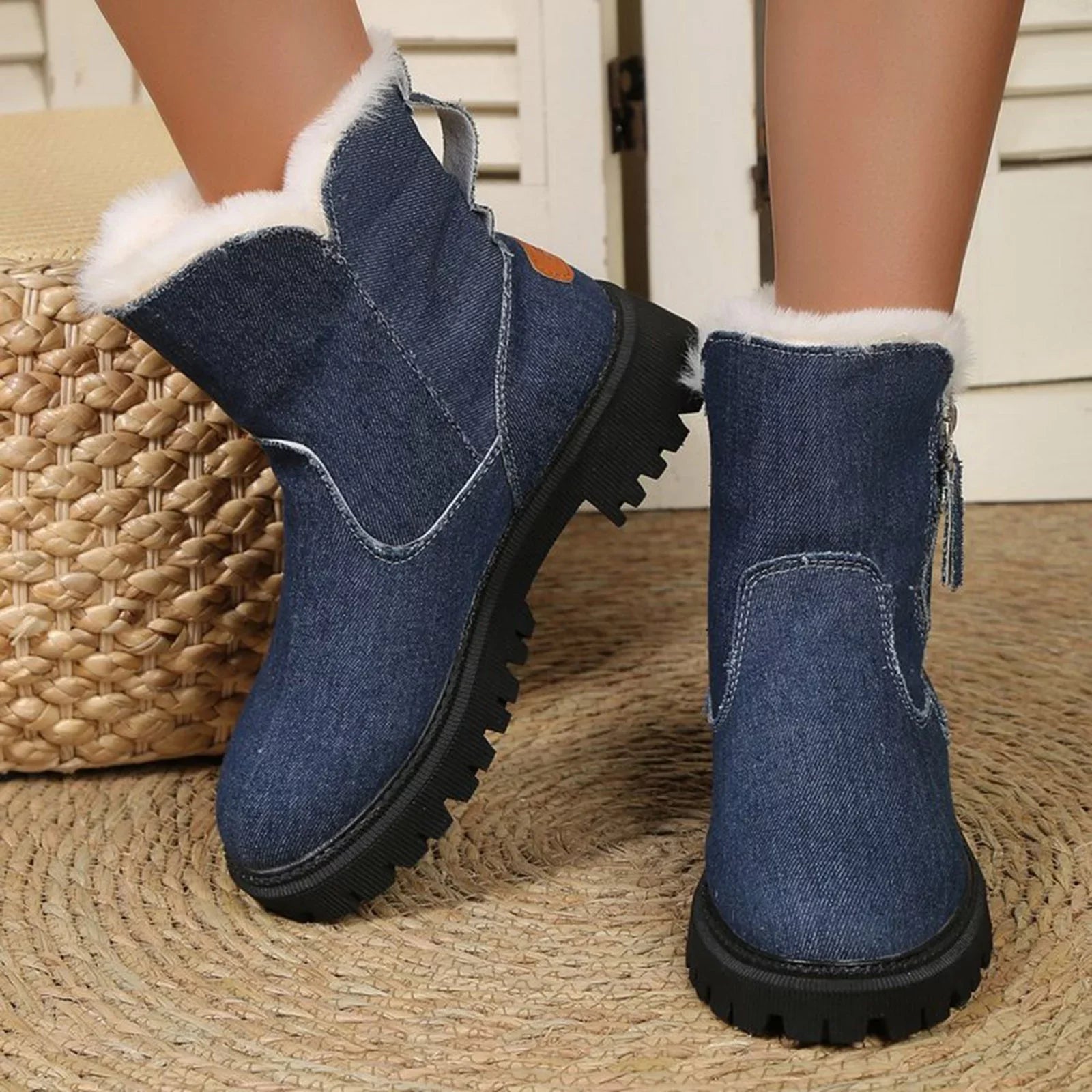 Snow Boots for Women Shoes Winter Ankle Booties Snow Boots For Women In Winter New Mid Length Plush And Thick Insulation Cotton Shoes Leather And Integrated Winter