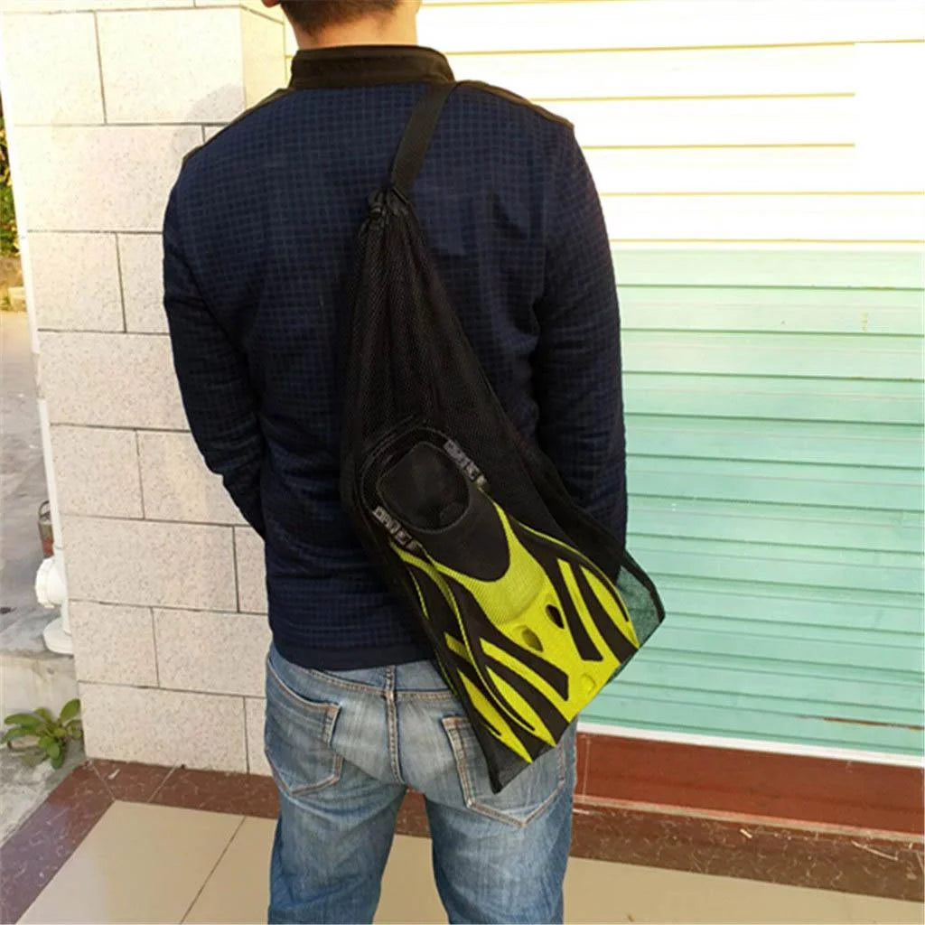 5xDrawstring Mesh Bag Shoulder Strap for Scuba Diving Snorkel Equipment Black