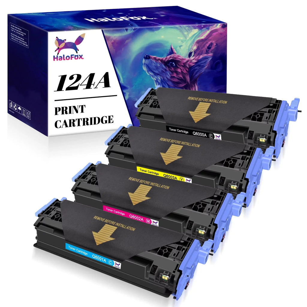 HaloFox Suitable For 4 Pack High Grade Toner Q6000A for HP LaserJet 124A 1600 2600 2600n 2605 2605dtn Printer