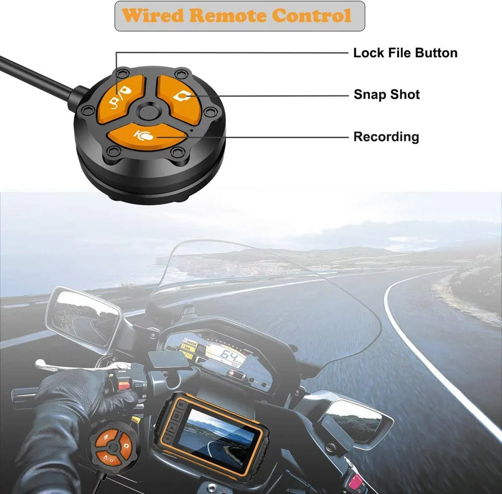 ZOMFOM Dash Cam Waterproof Recording Camera for Motorcycle, 3'' LCD Front and Rear FHD 1080P Waterproof Lens Wide Angle 150° with Wi-Fi, GPS, Wired Control, EIS and G-Sensor, Max up to 256GB