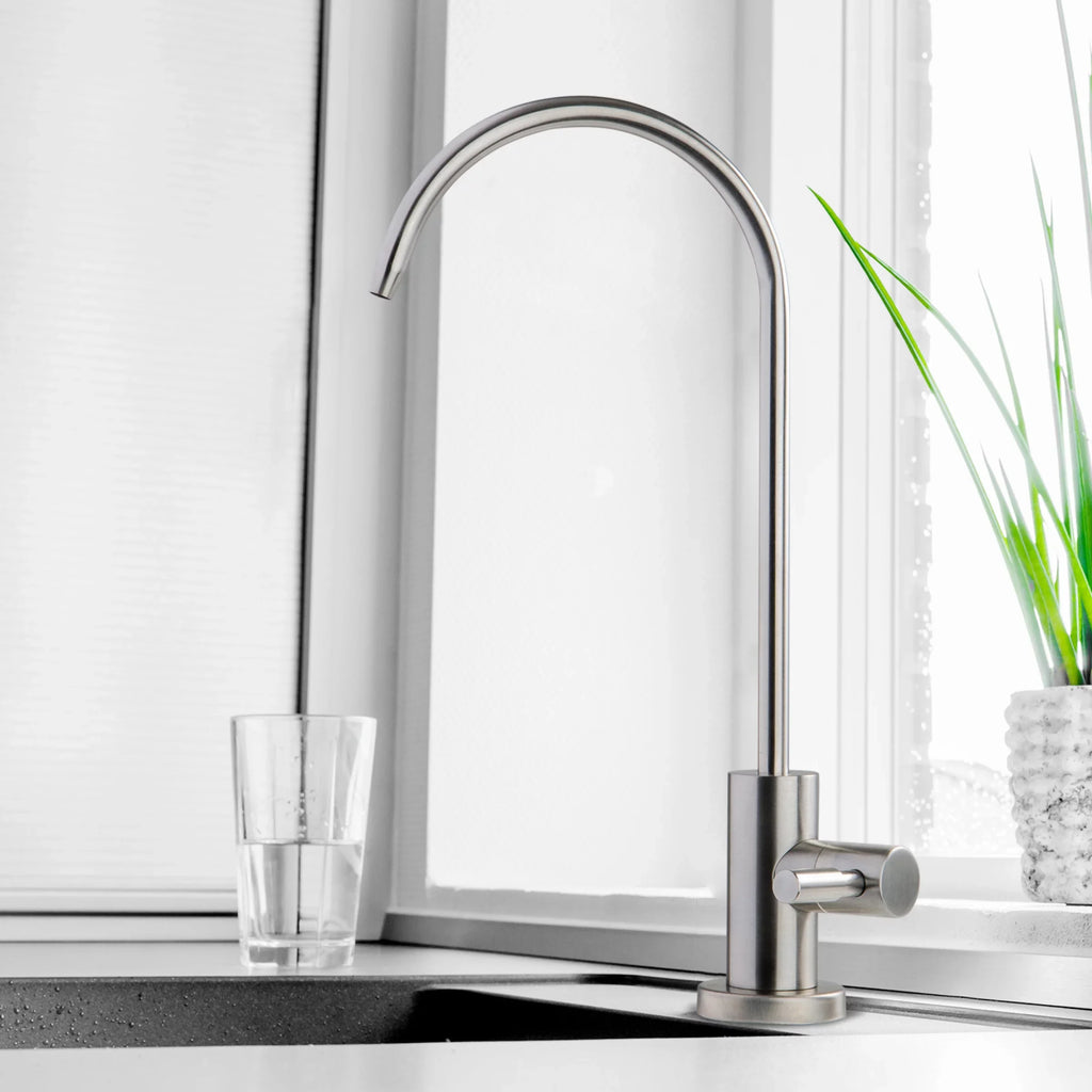 iSpring GA1-SS Premium Stainless Steel Drinking Reverse Osmosis Water Filtration Systems, 100% Lead-Free RO Faucet, Brushed Nickel