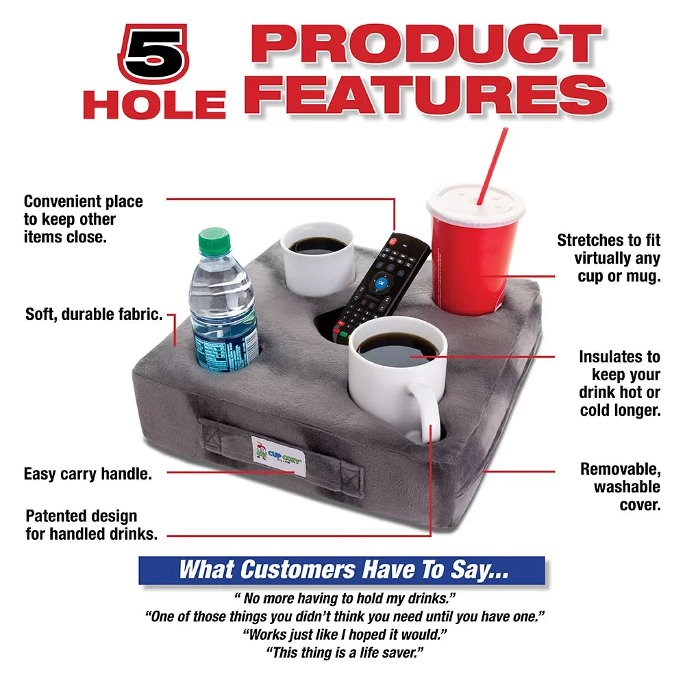 Cup Cozy Deluxe Pillow (Navy) As Seen on TV -The world's BEST cup holder! Keep your drinks close and prevent spills. Use it anywhere-Couch, floor, bed, man cave, car, RV, park, beach and more!