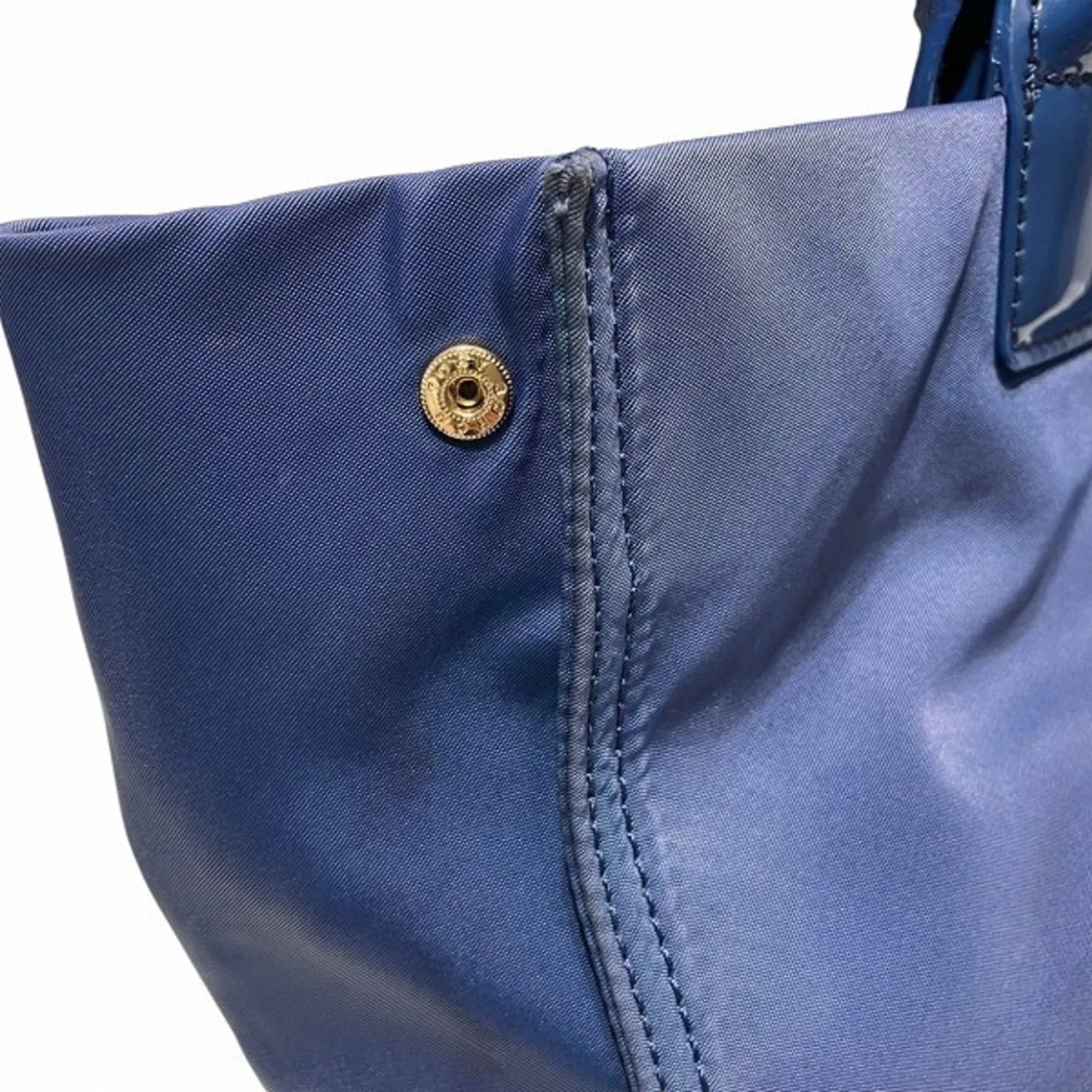 Pre-Owned Tory Burch Nylon Canvas x Patent Leather Navy Bag Tote Women's (Good)