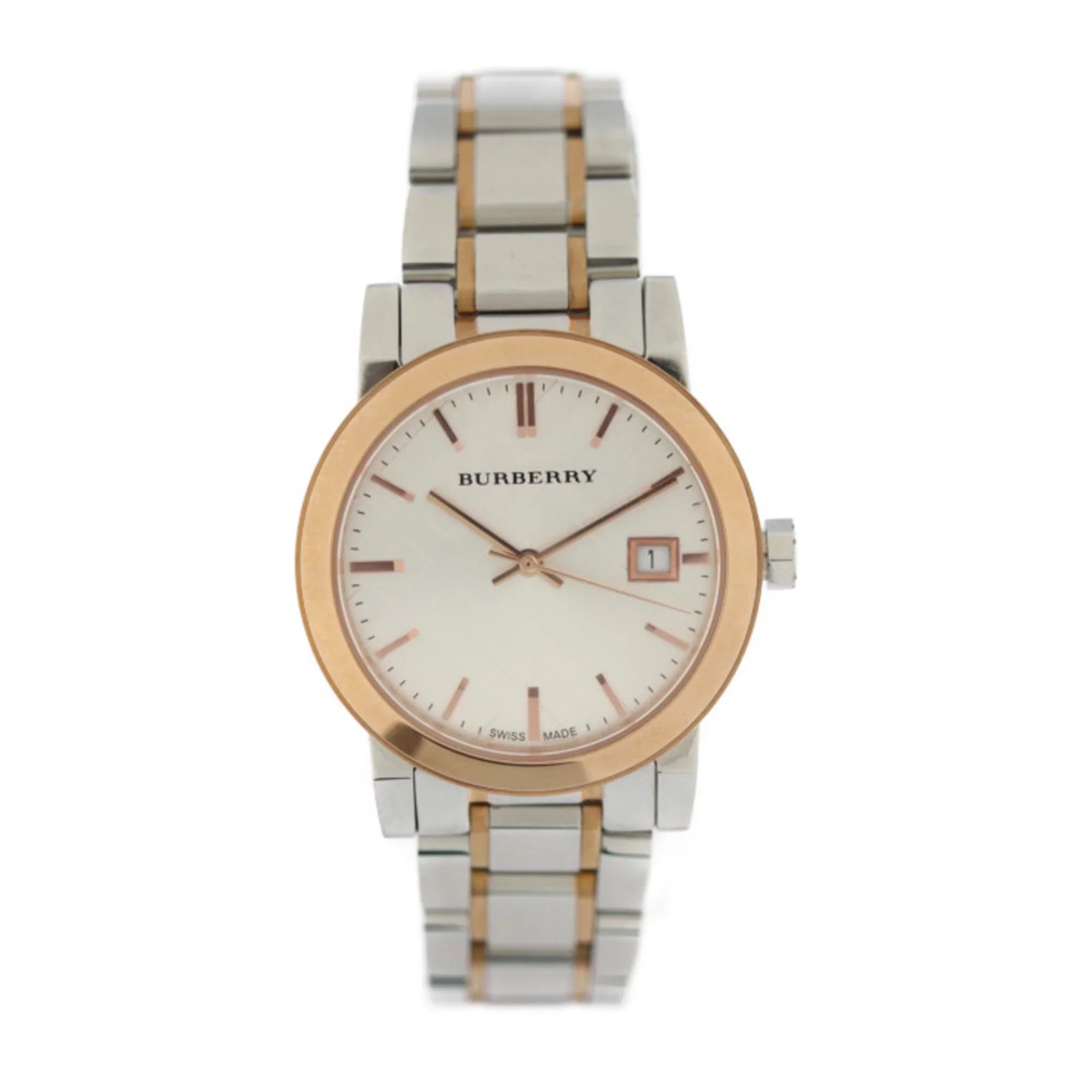 Pre-Owned BURBERRY Burberry THE CITY watch BU9105 stainless steel silver rose gold quartz (Good)