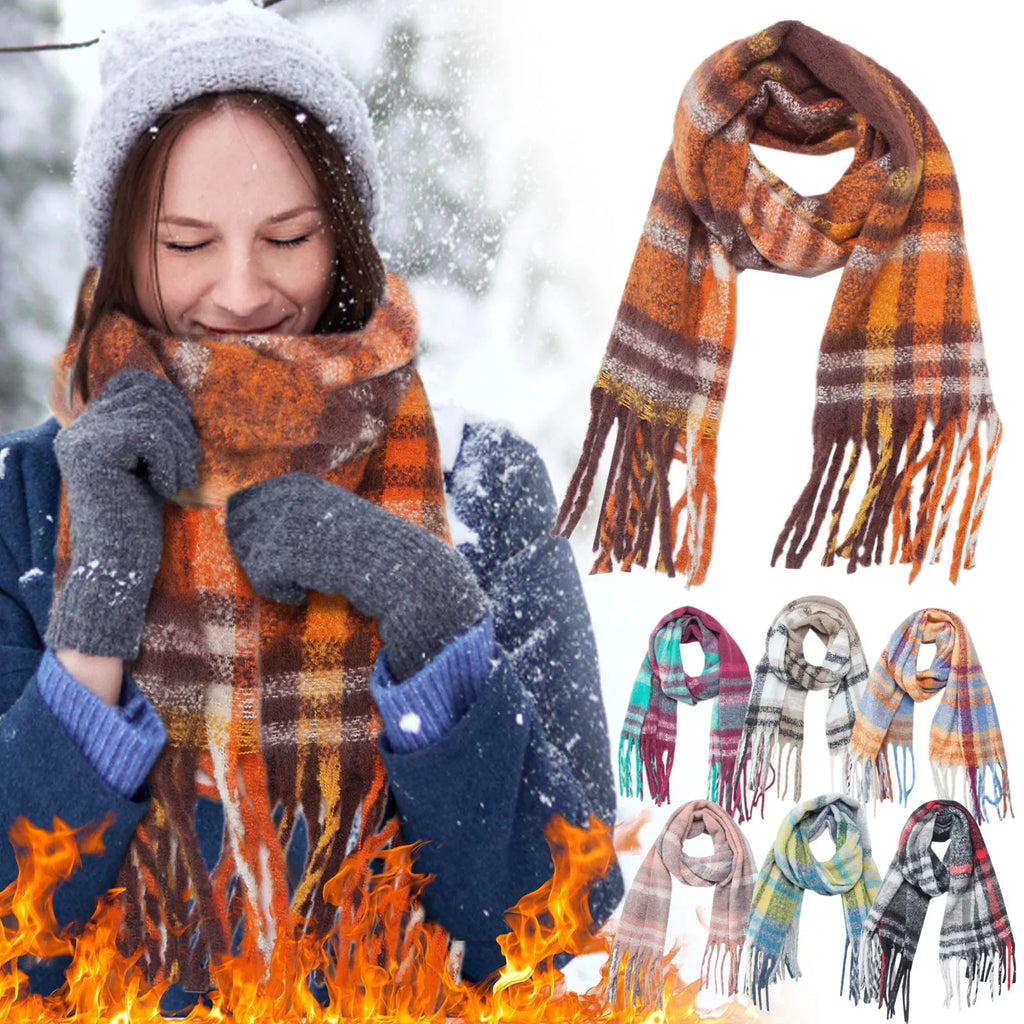 Women Scarf Soft Lightweight Scarves 2022 Christmas Gift For Women Fall Winter Scarf Classic Tassel Plaid Scarf Warm Soft Large Blanket Wrap Shawl Scarves 1 Pack Warm Scarf Thermal Scarf