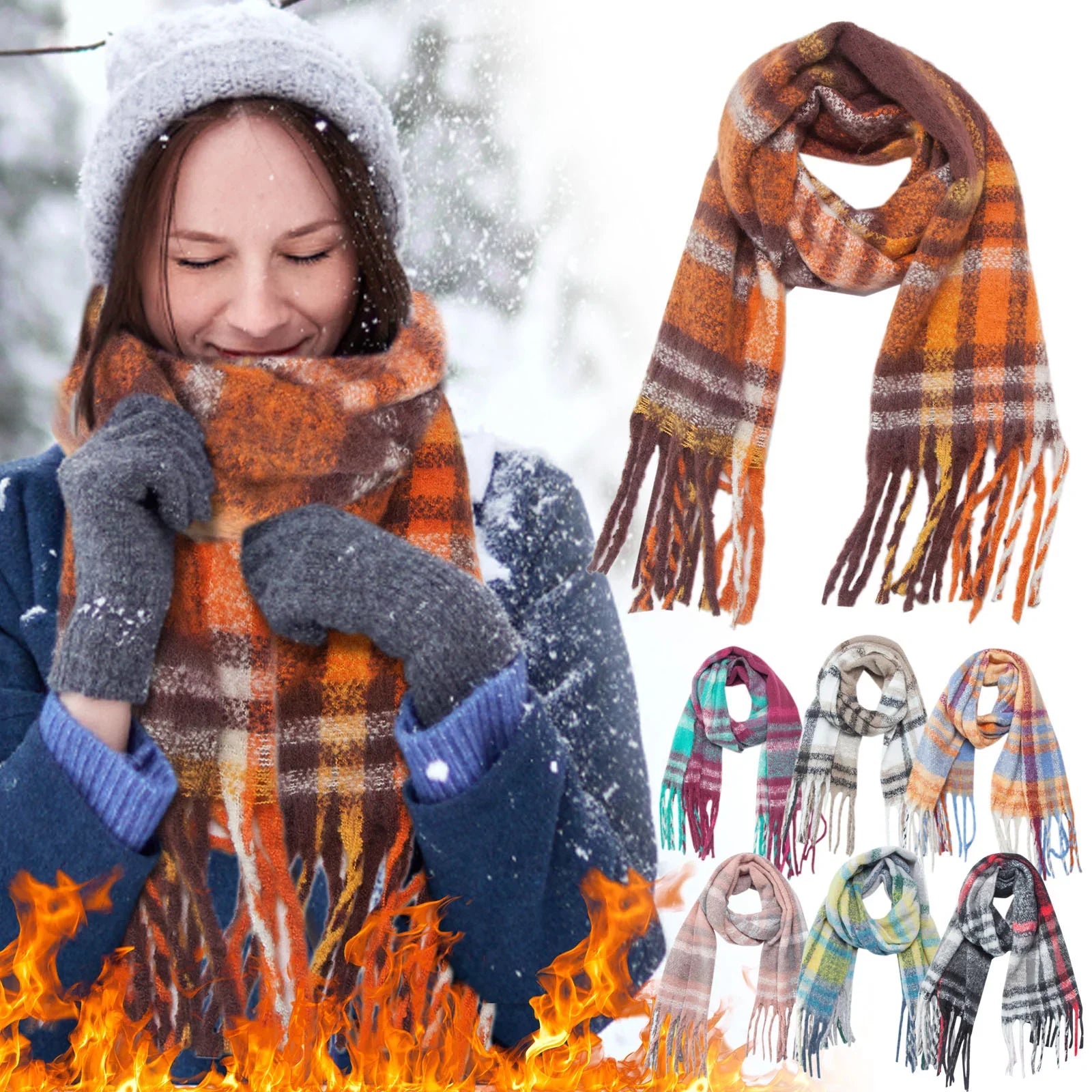 Women Scarf Soft Lightweight Scarves 2022 Christmas Gift For Women Fall Winter Scarf Classic Tassel Plaid Scarf Warm Soft Large Blanket Wrap Shawl Scarves 1 Pack Warm Scarf Thermal Scarf