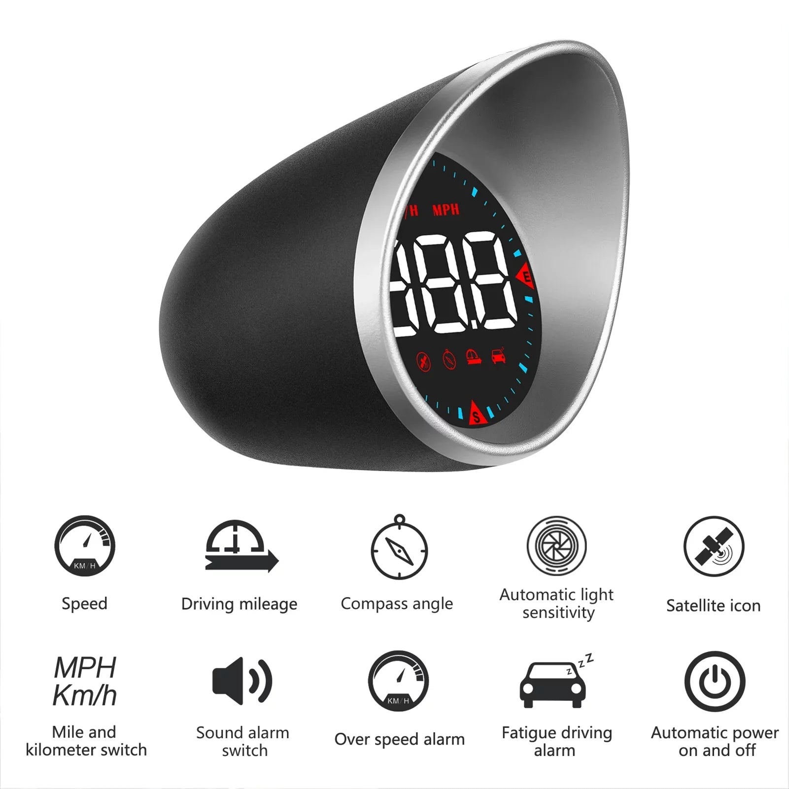 Meterk Car Head-up Display Digital Speedometer Display Driving Mileage, Compass Angle, Overspeed Alarm and Fatigue Driving Alarm