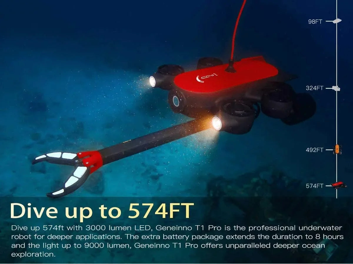 200M Titan T1 Pro Professional Underwater Drone ROV Robot with 4K Camera Remote Control Real-time Steaming