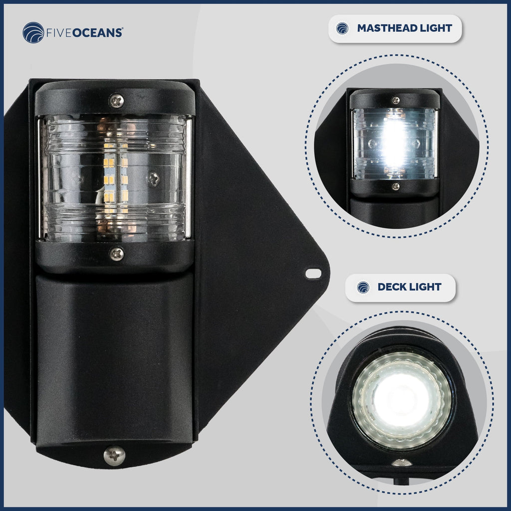 Five Oceans Combination Masthead and Deck Light, LED Masthead Deck Spreader Light, 12V, Vertical Mount for Vessel - FO3837