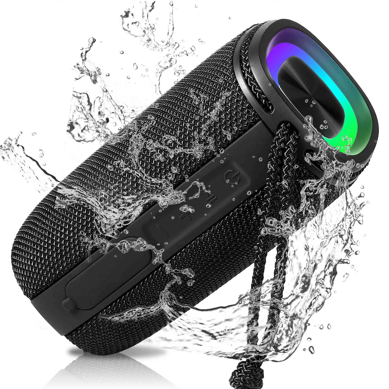 UrbanX X808 Bluetooth Speaker, IPX5 Waterproof Speakers 360° HD Surround Sound with Punchy Bass, True Wireless Pairing, BT5.3, Portable Speaker for LG G7 One - Black