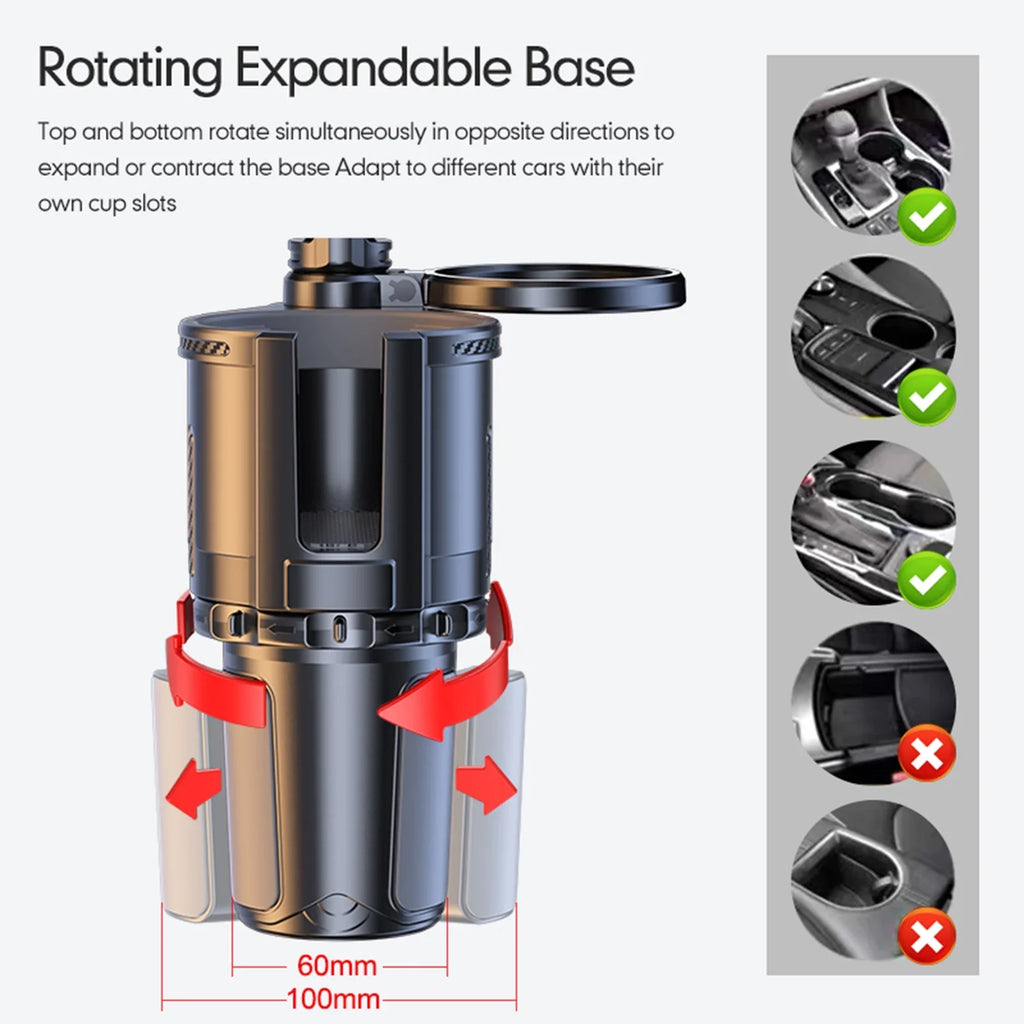 moobody Multifunctional Car Cup Holder Tray, Dual Adjustable Holder, 4IN1 Design for Conveniently Expanding Storage Space in the Car