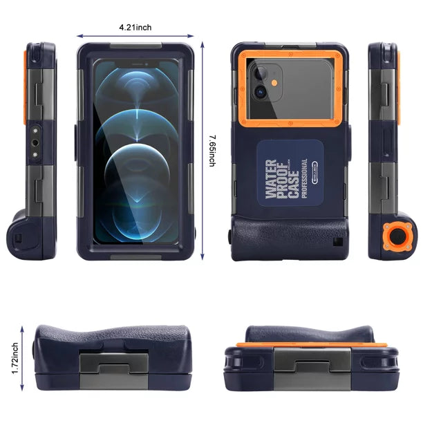UrbanX Professional [15m/50ft] Swimming Diving Surfing Snorkeling Photo Video Waterproof Protective Case Underwater Housing for Y8p And all Phones Up to 6.9 Inch LCD with Lanyard